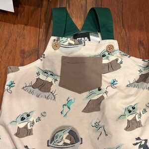 Star Wars Green and Brown Baby Yoda Overalls
